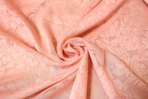 VINTAGE SALMON PINK FLORAL ROSES SHEER DRESS FABRIC 1.56m x 1.14m - Bild 1 von 4