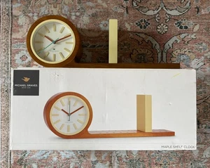 Michael Graves Design Maple Wood Adjustable BookShelf Clock Works - Picture 1 of 9