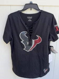 WEAR By Erin Andrews Houston Texans Bling Lace Up Short Sleeve T Shirt XL NWT - Picture 1 of 6