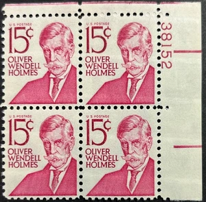 US Prominent Americans, Scott 1288, 15c Oliver Holmes, PB of 4, Tagged, MNH, VF - Picture 1 of 2