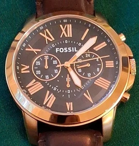 Fossil FS5068 Grant Men's Wrist Watch Chronograph Brown Leather Strap 43mm  - Picture 1 of 10