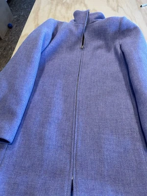 J CREW 外套女式 14 体育场布 Nello Gori 全拉链衬里羊毛混纺紫色 — 第 1/4 张图片