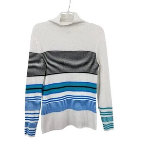 Zara soft knit stripe funnel neck sweater size XL - Picture 1 of 8