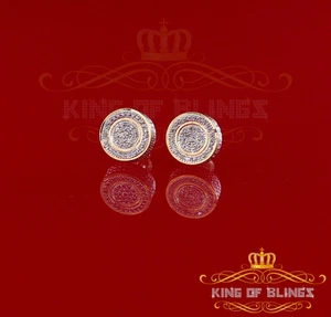 10K Real Yellow Gold Real Diamond CT Men's/Women's Stud Micro Earrings - Picture 1 of 1
