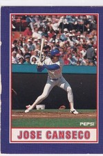 Jose Canseco 1990 Pepsi MLB Card #8-10 Oakland Athletics + Free Mystery Card