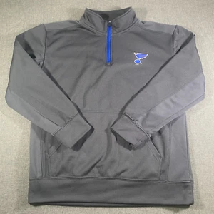 NHL St Louis Blue Fleece Lined 1/4 Zip Pullover Sweatshirt Mens Large Grey - Picture 1 of 7