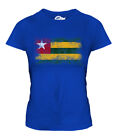 TOGO DISTRESSED FLAG LADIES T-SHIRT TOP TOGOLESE SHIRT FOOTBALL JERSEY GIFT