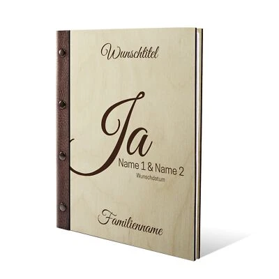 Personalisiertes Stammbuch Birkensperrholz Holz Leder A5 - Ja - Bild 1 von 4