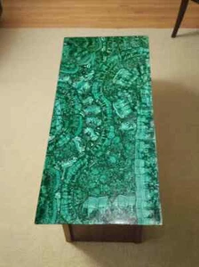 Mesa de mármol 36"x24" | Incrustación de malaquita semipreciosa | Decoración de mesa hecha a mano - Imagen 1 de 6