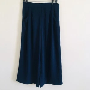 Elodie Women’s Blue Cropped Wide Leg Pants Bottoms Medium M* - Picture 1 of 9
