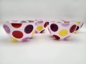RARE WALTHER GLASS "LOVE SHAKES" Strawberry Color BOWLS POLKA DOT 6 1/4” READ - Picture 1 of 14