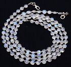 AAA Rainbow Moonstone 5.5 mm Size Faceted Round Coin Beads Necklace 19"