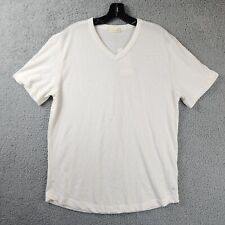 ALTERNATIVE Eco Shirttail Hem T-shirt Men's L Ivory Ribbed V-neck Pullover S/S~