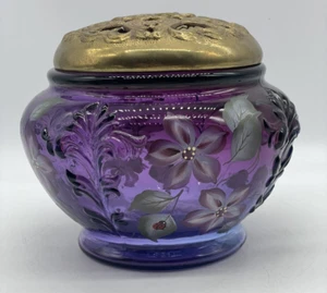 Fenton Glass MULBERRY Covered Box Evening Blossom Limited Edition Ladybug READ - Picture 1 of 16