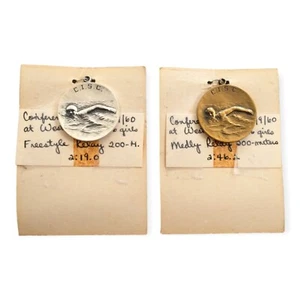 Two 1960 Central Indiana Swim Conference C.I.S.C. Award Medals 2nd & 3rd Place - Picture 1 of 5