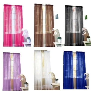 2PC New Curtain Solid Sheer Voile Window Panel 58" x 84" Available in 7 Colors - Picture 1 of 15