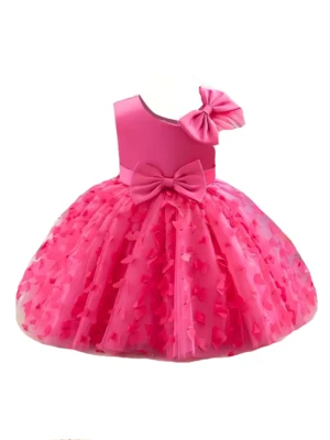 New Girls Sleeveless Butterfly Dress Size 5 Pink Bows Party Special Occasion - Image 1 of 3