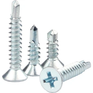 Countersunk Self Drilling Tek Screws Zinc Plated Metal Fixing Windows Roofing - Picture 1 of 6
