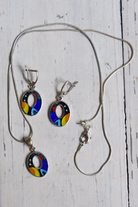 SUPER RARO Hecho a Mano Cloisonne Esmalte Minankari Georgiano Set GOREGOUS Plata 925 - Imagen 1 de 3