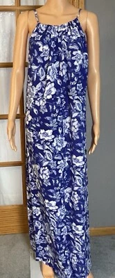 Floral Slip Maxi Dress Sz 26/28 Halter Neck Slit Beach Resort Boho Cottagecore - Image 1 of 4