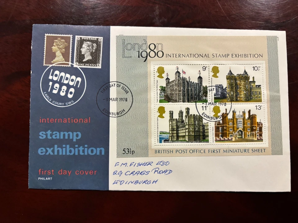 United Kingdom 1978 - Historic Buildings, London 80 FDC S/S Edinburgh - Image 1 of 1