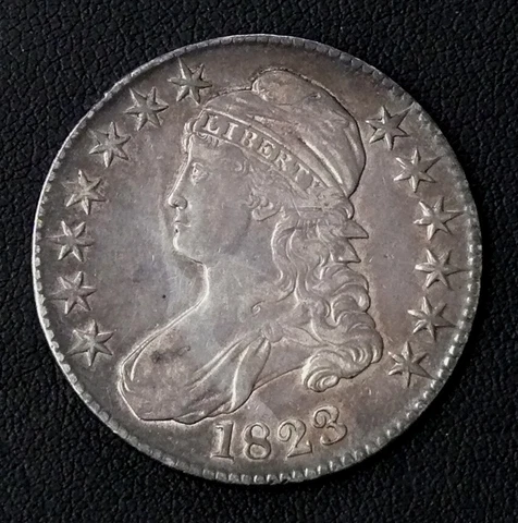 1823 Capped Bust BETTER DATE XF DETAILS Lettered Edge 50c Half Dollar Cover