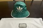 Nowy autentyczny kapelusz kubełkowy Gucci x Adidas GG Logo zielony rozmiar M