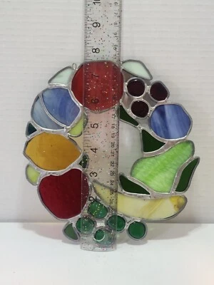 Guirnalda de frutas de vitral hecha a mano de 7,5" de diámetro  Foto 1 de 4