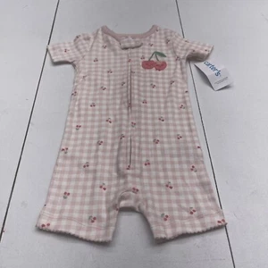 Carter’s Pink Ginghman Cherry Printed Sleeper Infant Girls Size 12 Months New - Picture 1 of 8