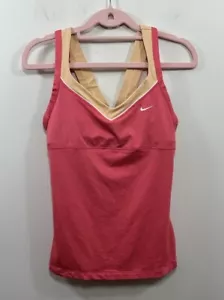 Nike Dri Fit Canotta Donna Sportiva Taglia SMALL Rosa Reggiseno Integrato Compressione - Foto 1 di 8