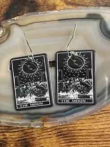 Orecchini Carte Tarocchi Argento Sterling, La Luna, Ouija Idea Regalo Mistica Gioielli - Foto 1 di 2