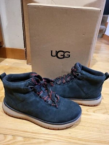UGG Womens Lakesider Ankle Sneaker Black Leather Suede Lace Up Boot Size 7 M - Picture 1 of 10