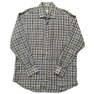 Peter Millar Shirt Mens Size L Long Sleeve Button 100% Linen Plaid Multicolor - Picture 1 of 4