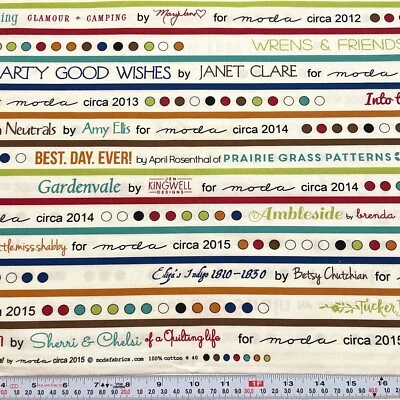 Celebrating 40 years! by Moda Circa 2015 Cotton Fabric Remnant 15" x 44" - Image 1 of 2