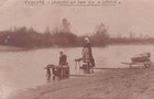 Carte photo ancienne postcard Thouaré-sur-Loire  lavandière ILE D