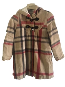 Burberry  Nova Check  Girl Hooded Wool Duffle Coat Jacket 6  7 8 - Picture 1 of 10