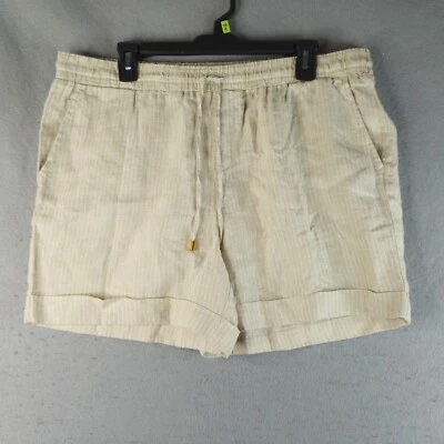 Pantalones Cortos de Lino Ellen Tracy Para Mujer Grandes Dobladura Rayas Cintura Elástica Chino Costero Foto 1 de 4