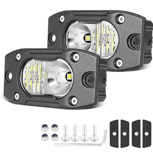 2x 4" Flush Mount LED Pods Work Light Bar Combo Driving Reverse Off Road UTV 12V - Bild 1 von 12