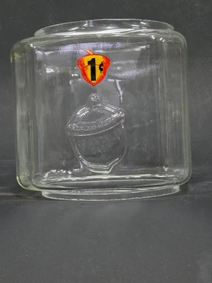 OAK  ACORN EMBOSSED HAND BLOWN GUMBALL MACHINE GLOBE WITH 1c DECAL-SPECIAL $50! - Image 1 of 4