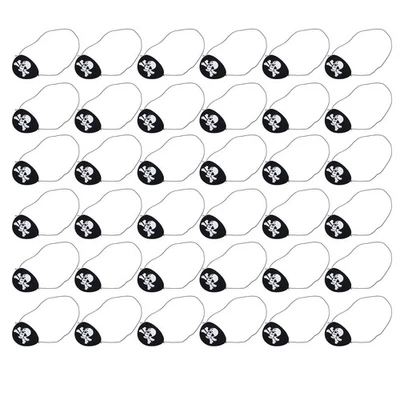 36pcs Pirate Eye Patch Black Felt White Skull Halloween Theme Decoration For - Image 1 of 4