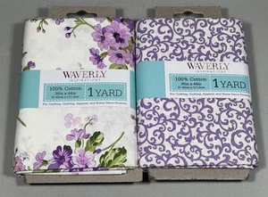 Zwei 1 Yard Stck. Waverly Inspirations Quilt Stoff Flieder Blumenmuster 100 % Baumwolle - Bild 1 von 3