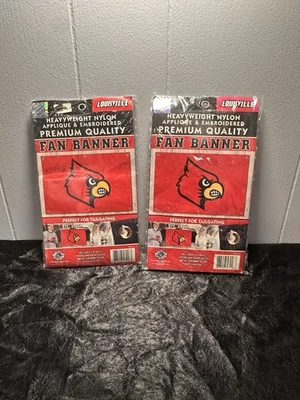 2 Louisville Cardinals 2' x 3' Applique Logo Fan Banner - Image 1 of 2