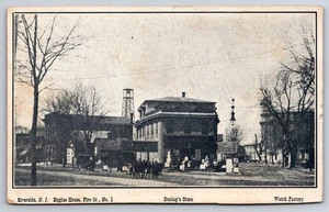 Fire Engine House Dunlap's Store Watch Factory Riverside New Jersey NJ c1905 PC - Picture 1 of 2
