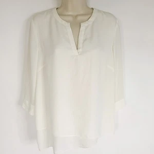 J. Jill Damen Tunika Bluse Shirt S Petite Ivory 3/4 Arm asymmetrischer Saum - Bild 1 von 11