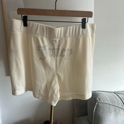 Pantalones Cortos Juicy Couture Cintura Alta Salón Terciopelo Crema Talla XL Foto 1 de 4