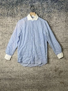 WNU + Free People Womens Shirt Blue White Stripped Button Up The Boyfriend Sz 6 - Picture 1 of 10