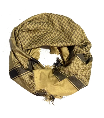 Beige Brown Keffiyeh Scarf, Unique Arab Palestine Desert Bandana face Cover - Image 1 of 3