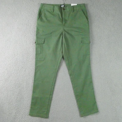 Lands' End Pants Womens 10 Green Mid Rise Slim Leg Stretch Cargo Pockets 31 NEW - Image 1 of 4