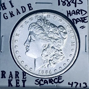 1884 S MORGAN SILVER DOLLAR HI GRADE GENUINE U.S. MINT RARE KEY COIN 4713 - Picture 1 of 3