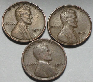 1923 1930 & 1931 LINCOLN WHEAT CENT PENNY 3 COINS - Picture 1 of 5